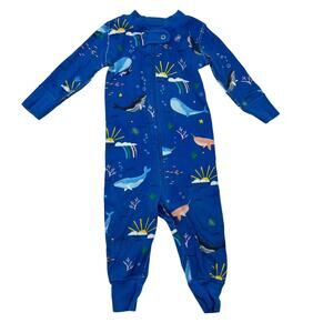 Hanna Andersson Organic Sea Life Zip Up Sleeper Pajamas
